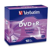 Verbatim 95097 DVD+R 4.7GB 16x 10PK Slim Cases